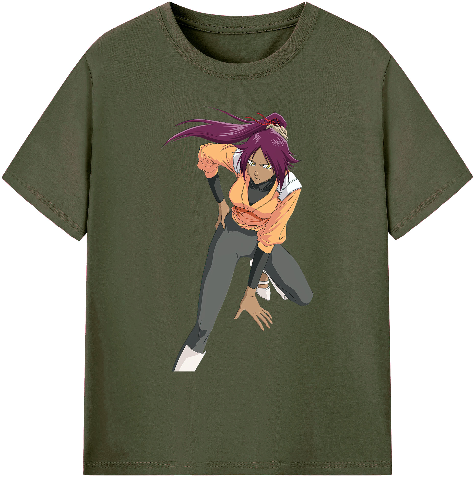 （画像用） ブリーチ 四楓院 夜一（しほういん よるいち） BLEACH Shihouin Yoruichi 綿100％ メンズ半袖Tシャツ｜肌触りやわらか＆通気性